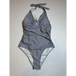 CUPSHE Women's One Piece Halter Deep V Neck Swimsuit Tummy Control  Sz‎ M